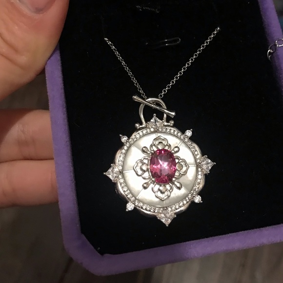 Pink topa silver necklace - Picture 1 of 4